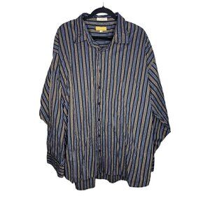 Koman Sports Shirt Size 3XL Big Men's Striped Button Down Long Sleeve Multicolor